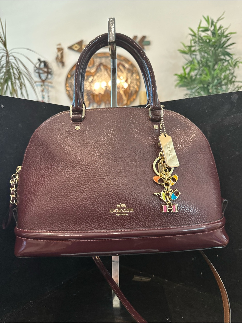 Coach#339 Sierra Leather Dome Satchel in Oxblood - Picture 10 of 12
